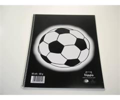 9052 Hippo  Spiralblokk, A4, Fotball, linj 80ark 80g Milj&#248;merket, Hippo, Resirkulert papir